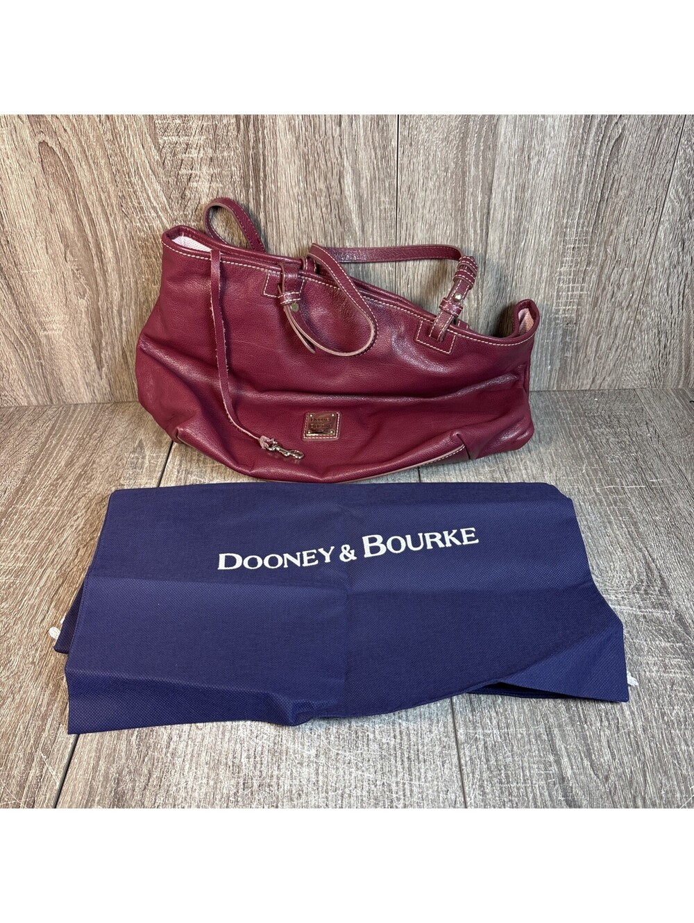 Dooney & Bourke Red Burgundy Leather Tote Shoulder Bag Purse w/ Dust Bag
